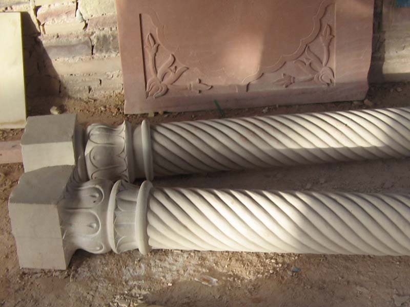 dholpur-beige-sandstone-column-hand-carve-articles