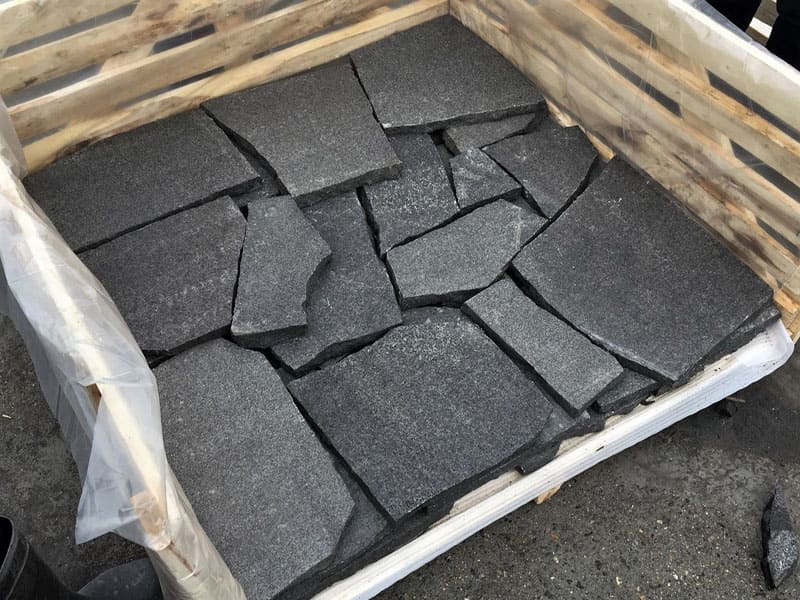 dark-black-slate-crazy-stone-paving-wooden-crate-packing