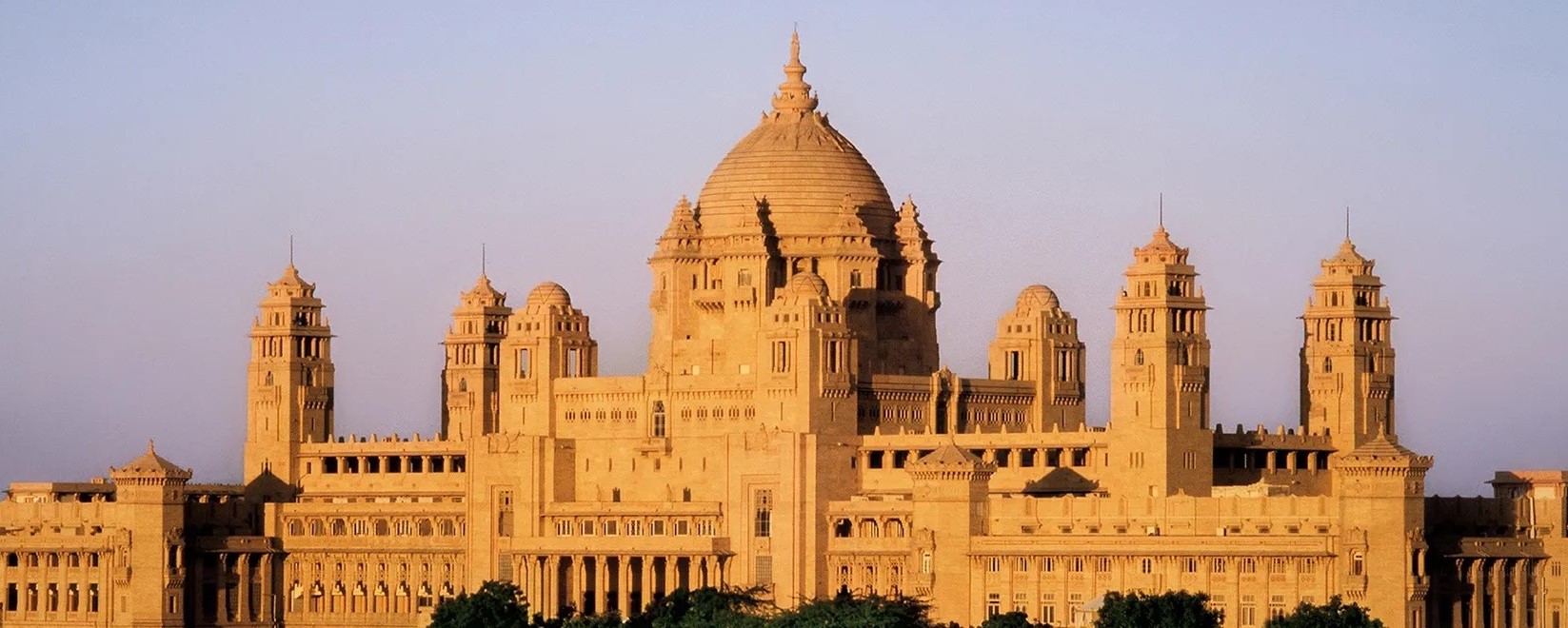 Umaid Bhawan Palace in Jodhpur, built in golden sandstone